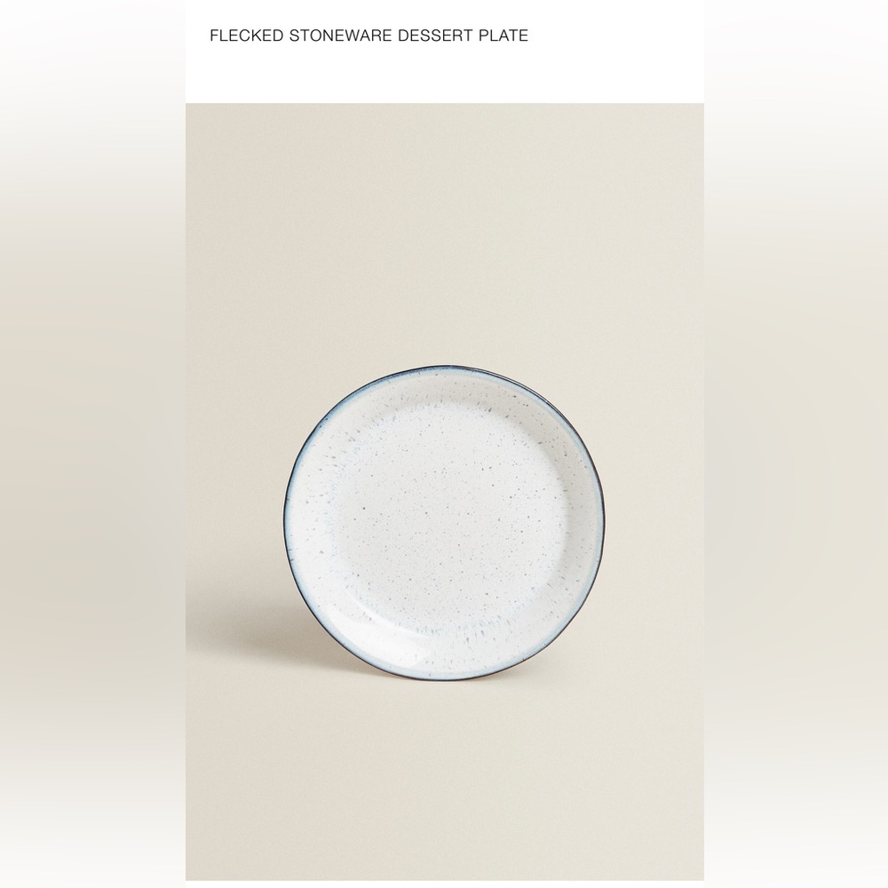 ZARA HOME Flecked Stoneware Dessert Plate x2 D8”